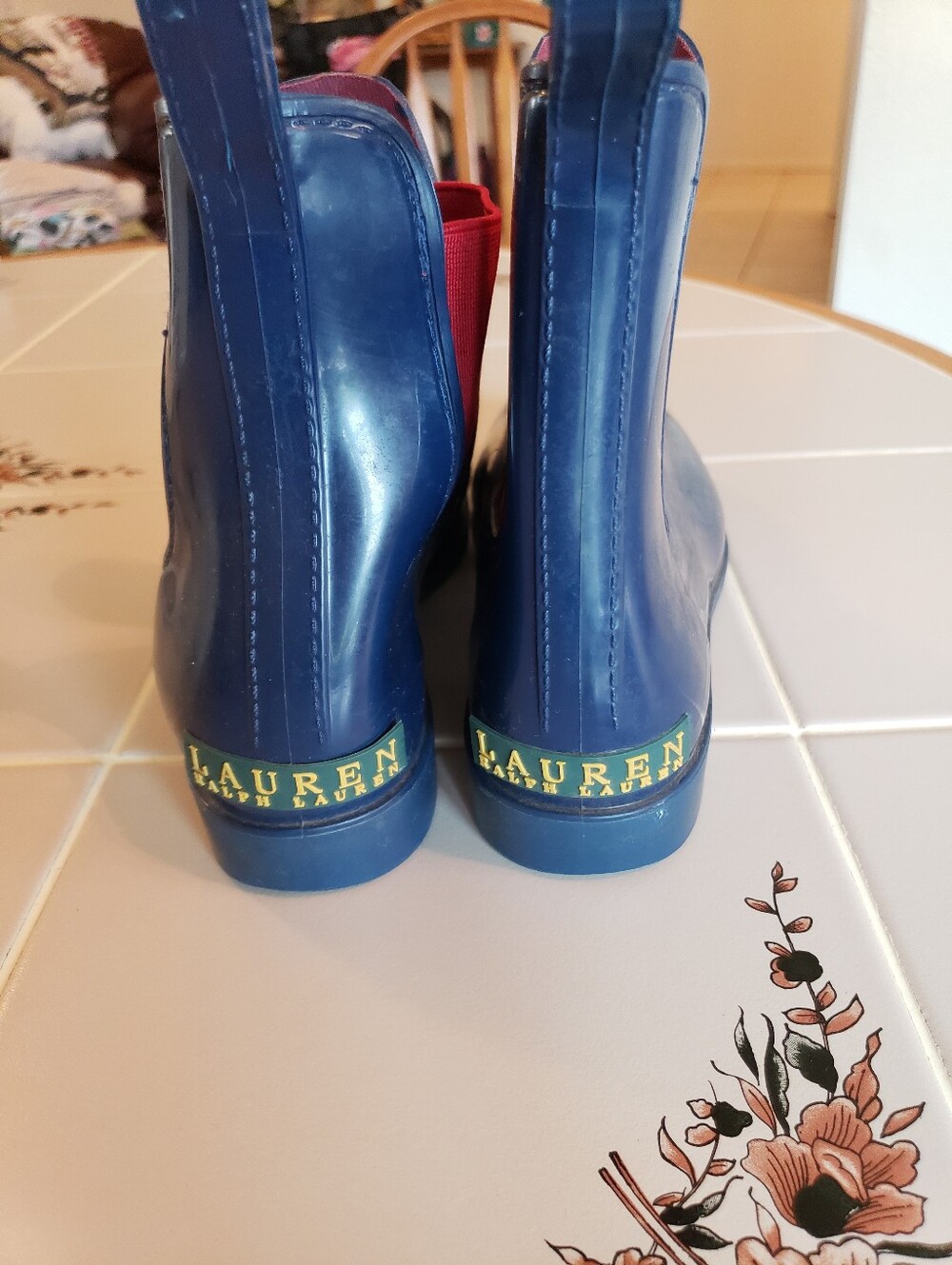 Lauren Ralph Lauren Rain Water Boots Women Size 10 Red/blue - Picture 2 of 5